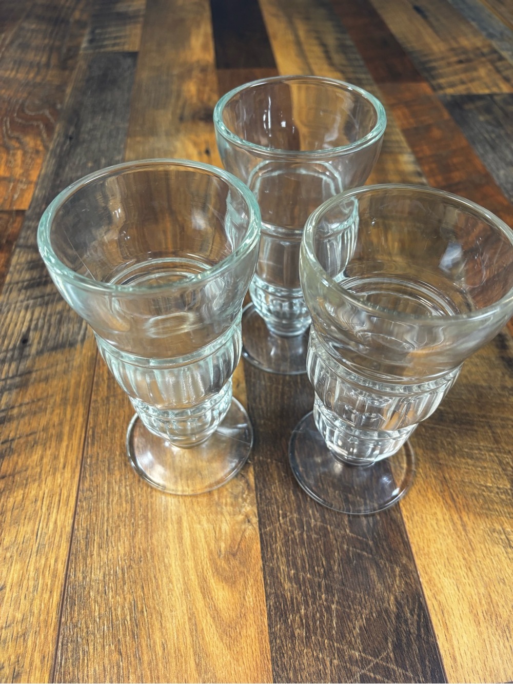 Indiana Glass Vintage Soda Fountain/ Ice Cream Sundae/ Parfait glasses Set of 3